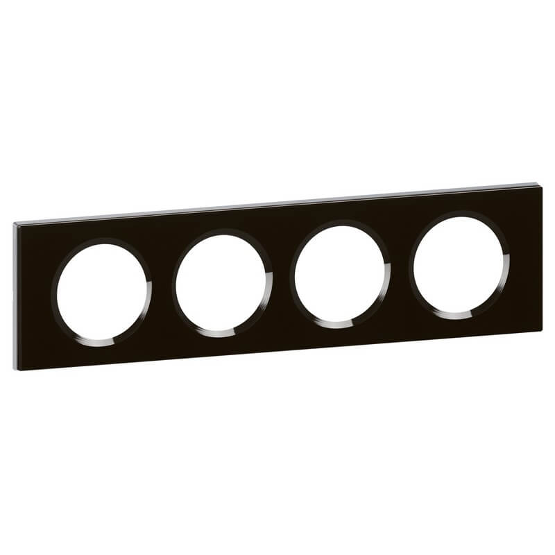 Дизайнерская рамка 4 местная, черный, стекло, 069304 Legrand, серия Celiane