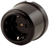 Ретро розетка с заземляющим контактом, антрацитовый, 061-001-А (KM) SUN-LUMEN