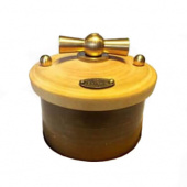 Ретро выключатель малый, деревянная крышка,  латунь, 12293И-80 ГусевЪ, одноклавишный проходной