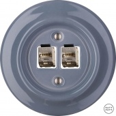 Розетка интернет Cat.6а экранир.10G двойная, пепельно-серый глянцевый LIGsCat6a Katy Paty