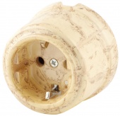 Ретро розетка электрическая с заземлением, светлый мрамор RS-80009-СМ (KM) Retrika