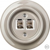 Розетка интернет Cat.6а экранир.10G двойная, капучино глянцевый LUGsCat6a Katy Paty