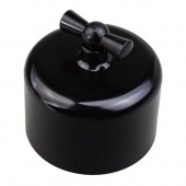 Ретро выключатель, черный, R1-210-23 Rozetkof одноклавишный, серия Ришелье