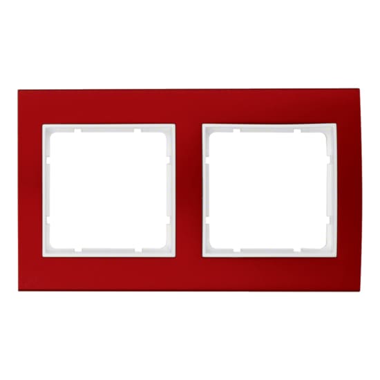 Дизайнерская рамка 2 местная, красный/полярная белизна, 10123022 Berker, серия B.3