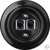 Розетка интернет Cat.6 двойная, черный глянцевый NIGsCat6 Katy Paty