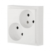 Дизайнерская розетка двойная без заземления, со шторками, белый, 843604-1 LK Studio, серия LK80