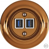 Ретро розетка USB медный глянцевый OPCUNGsUSBb Katy Paty