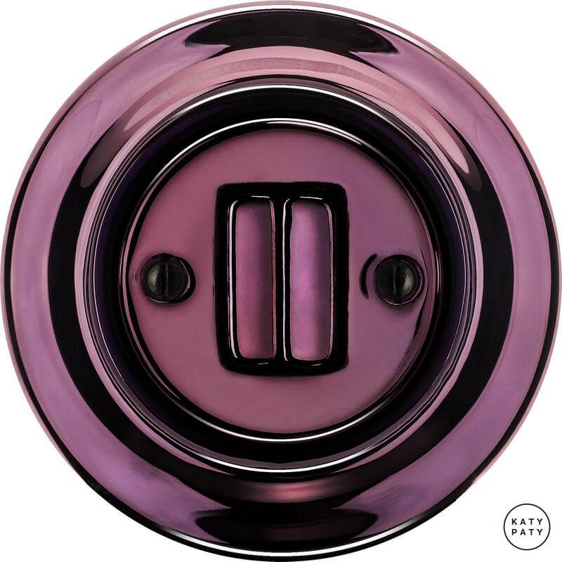 Ретро выключатель фиолетовый металлик PEMAG2Sl5 Katy Paty двухклавишный