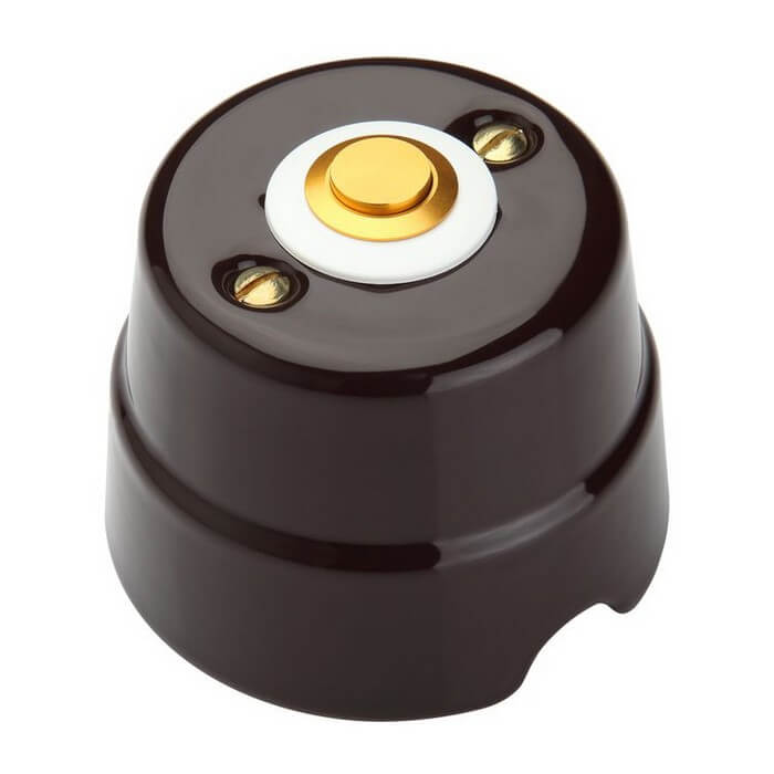 Латунная кнопка ретро (выключатель / звонок) коричневый, 84003BW Fanton одноклавишный проходной