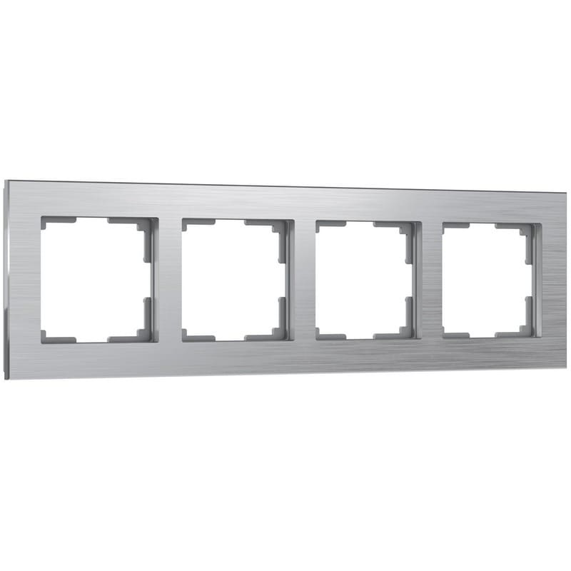 Дизайнерская рамка 4 местная, серебряный, алюминий, W0041706 Werkel