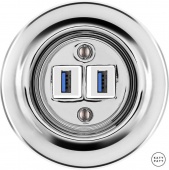 Ретро розетка USB серебряный глянцевый OPARGsUSBw Katy Paty