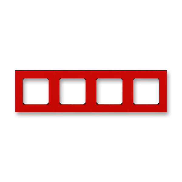 Дизайнерская рамка 4 местная, красный / дымчатый черный, 2CHH015040A6065 ABB, серия Levit
