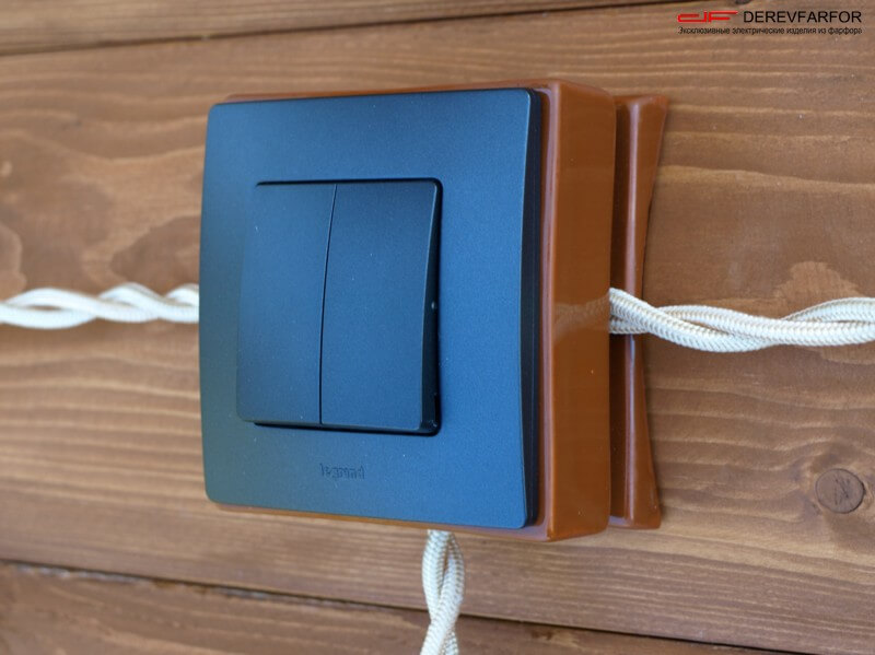 Коробка для ретро выключателя и розетки коричневый, N011.03.02 DerevFarfor, серия МонолитБлокхаус