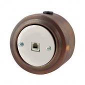 Ретро розетка телефонная RJ12, белая/ патина, М1-29-27 Vintage