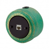 Ретро розетка компьютерная RJ45, Cat.5E, черная/ зеленая патина, М1-27-28bl Vintage