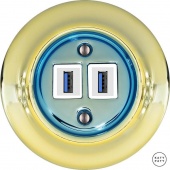 Ретро розетка USB лимонный металлик PELUGsUSBw Katy Paty
