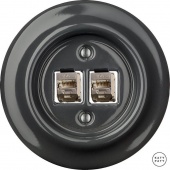 Розетка интернет Cat.6а экранир.10G двойная, графит глянцевый CRGsCat6a Katy Paty