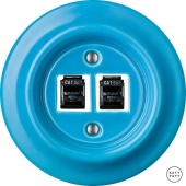 Розетка интернет Cat.5e двойная, ярко-синий глянцевый NIARGsCat5e Katy Paty