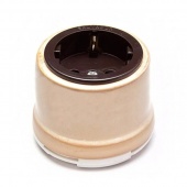 Ретро розетка электрическая с заземлением и шторками, бежевый, OP12GD Salvador