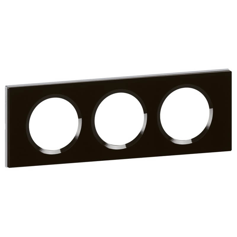 Дизайнерская рамка 3 местная, черный, стекло, 069303 Legrand, серия Celiane