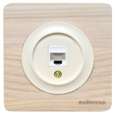 Розетка компьютерная 1xRJ45 кат.5e, выбеленный ясень+бежевый, ROC1-AW/1E20701301 Ruwel