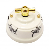 Ретро выключатель, иероглифы, проходной, ручка золото, ВППОЗ ЛЕАНЗА одноклавишный