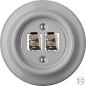 Розетка интернет Cat.6а экранир.10G двойная, бетон глянцевый CAGsCat6a Katy Paty