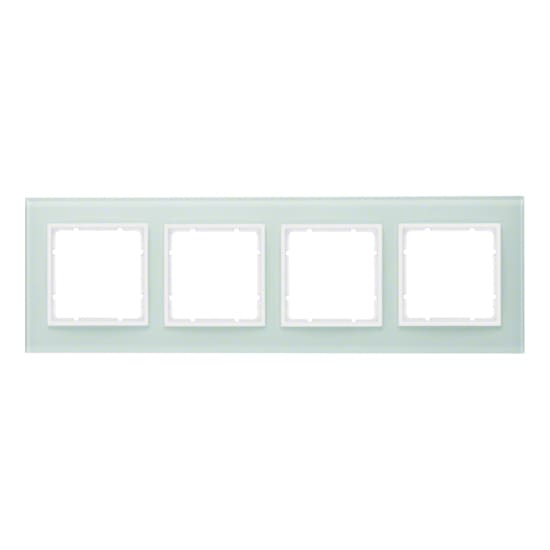 Дизайнерская рамка 4 местная, полярная белизна, глянцевый, стекло, 10146909 Berker, серия B.7