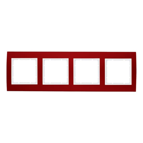 Дизайнерская рамка 4 местная, красный/полярная белизна, 10143022 Berker, серия B.3