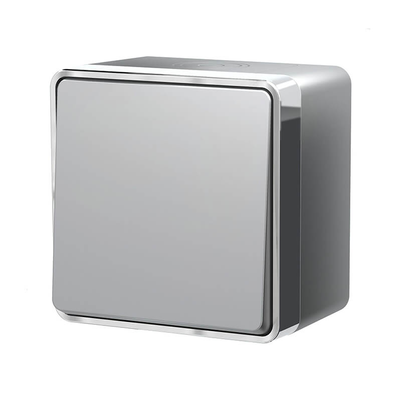Дизайнерский выключатель влагозащищенный, серебро, W5010206 Werkel, одноклавишный