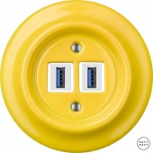 Ретро розетка USB ярко-желтый глянцевый NILUGsUSBw Katy Paty