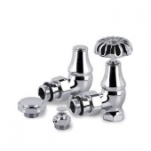 Ретро клапаны угловые для радиаторов, воздухоотводчик и заглушка Old Style 1/2" хром K337-1500C000 S.R.Rubinetterie