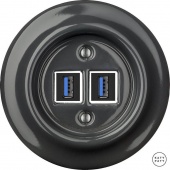 Ретро розетка USB графит глянцевый CRGsUSBb Katy Paty