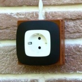 Коробка для ретро выключателя и розетки коричневый, N011.01.02 DerevFarfor, серия МонолитБрус