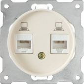 Розетка двойная компьютерная RJ45 кат.5e, бежевая, 1E20901301 Ruwel