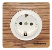 Розетка с заземлением, винтовые контакты, дуб в масле+бежевый, ROC1-DO/1E10201301 Ruwel