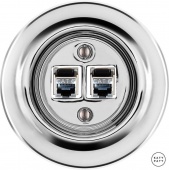 Розетка интернет Cat.6 экранир. двойная, серебряный глянцевый OPARGsCat6e Katy Paty