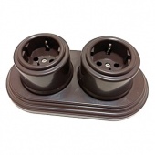 Розетки с заземляющими контактами Combi duble-2 Plastic, коричневый, B1-101-22/CDPL2 BIRONI