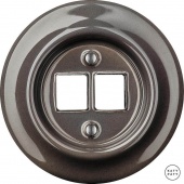 Корпус ретро розетки двойной коричневый глянцевый BRGs0 Katy Paty