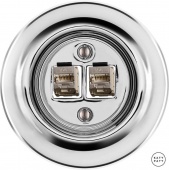 Розетка интернет Cat.6а экранир.10G двойная, серебряный глянцевый OPARGsCat6a Katy Paty