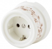 Ретро розетка с заземлением и шторками, a036796-ОЛ (KM) орнамент лиана, Werkel модифицированный
