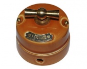 Ретро выключатель, абрикос, 12543И-70 (А) ГусевЪ, одноклавишный проходной