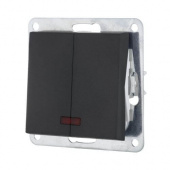 Дизайнерский выключатель с индикатором, черный бархат, 841208-1 LK Studio, двухклавишный, серия LK80