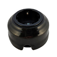 Ретро розетка проходная с/з, черный, серебристая фурнитура, РПЧC-90 ЛЕАНЗА