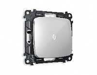 Комплект механизма 1-кл проходного выключателя с подсветкой 5600K нейтральный белый свет, серебро глянец, MO402035 Ambrella Volt, одноклавишный