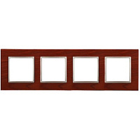 Дизайнерская рамка 4 местная, вишня, дерево, Б0034585 Эра, серия Elegance