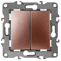 Дизайнерский выключатель, медь, Б0019289 Эра, двухклавишный, серия 12