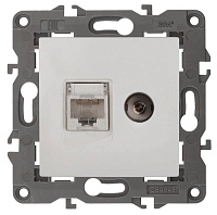 Дизайнерская розетка RJ-45  + TV, белый, Б0034314 Эра