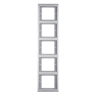 Дизайнерская рамка 5 местная, вертикальная, нержавеющая сталь, матовый лак, металл, 13537004 Berker, серия K.5