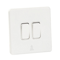 Дизайнерский выключатель Mira Белый лед, BMW2KB Bonze двухклавишный проходной